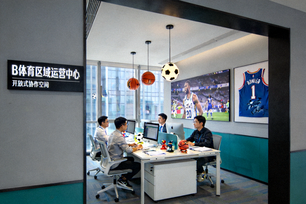 B体育区域运营中心内部办公环境 - 开放式协作空间与体育主题装饰