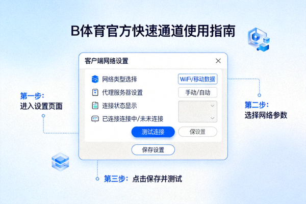 B体育官方快速通道使用指南配图 - 展示客户端网络设置与连接选项界面