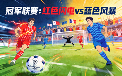 冠军联赛足球赛事动态图 - 红色闪电对阵蓝色风暴的比赛现场