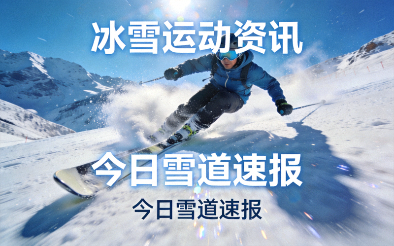 冰雪运动资讯配图 - 雪道上滑雪者高速滑降的动感画面