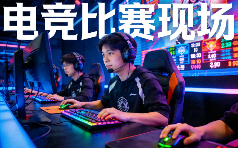 电子竞技赛事资讯配图 - 电竞舞台上选手操作设备的比赛现场