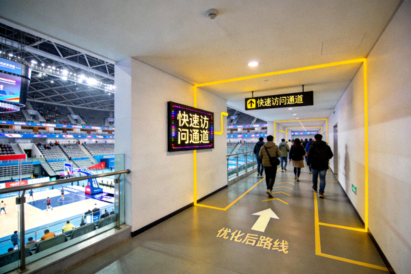 体育场馆内景展示快速访问通道线路优化场景