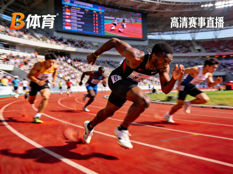 B体育高清赛事直播画面 - 田径运动员在跑道上全力冲刺的瞬间