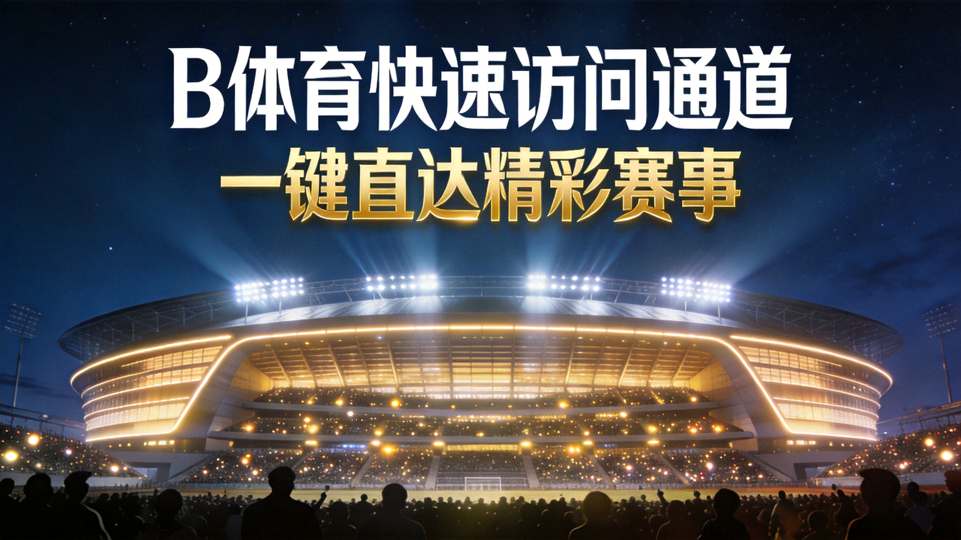 B体育快速访问通道主视觉图 - 夜幕下灯火通明的现代化体育场馆与看台