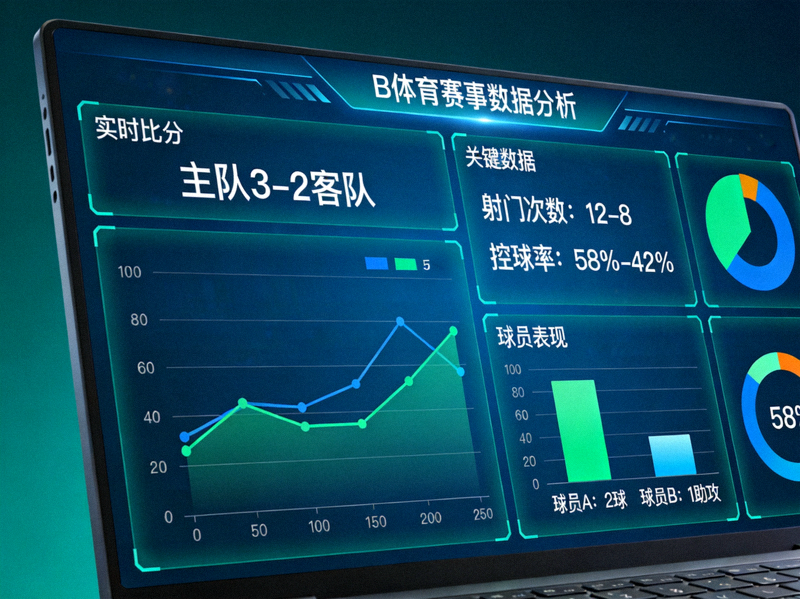 B体育赛事数据分析面板 - 屏幕上的实时统计图表与比赛数据可视化界面