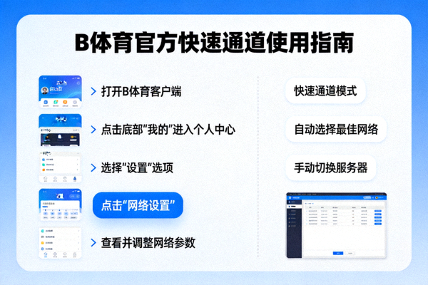 B体育官方快速通道使用指南操作示意图 - 展示客户端内的网络设置选项