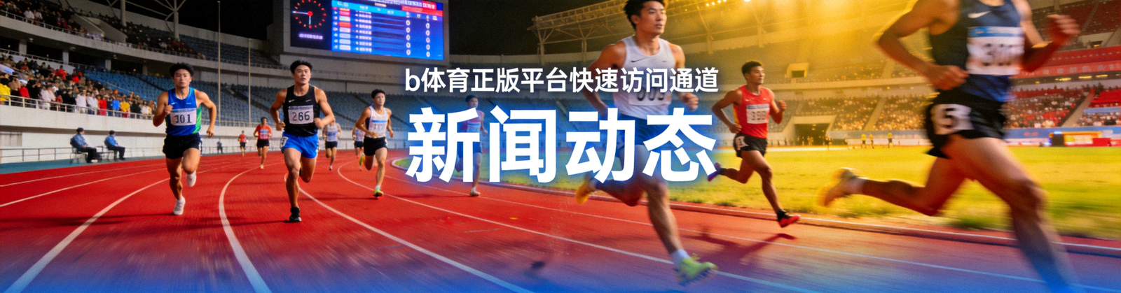 b体育正版平台快速访问通道新闻动态页面横幅 - 体育场内运动员在跑道上竞速的场景