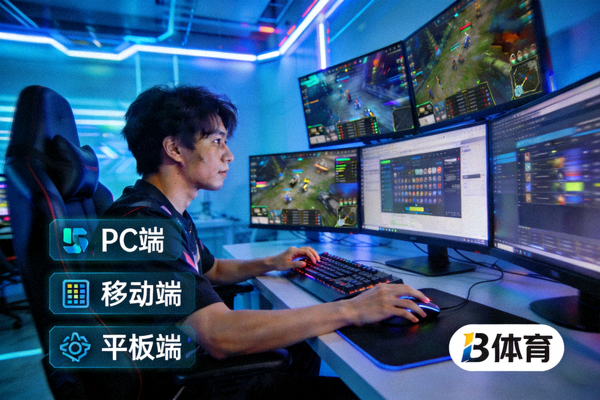 电竞选手操作键鼠进行线上竞技 - 代表B体育多平台适配的竞技互动场景